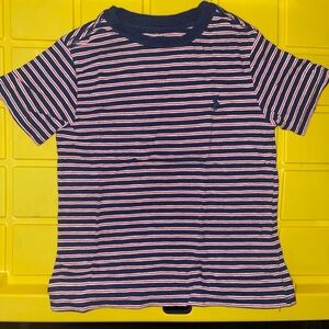 Ralph Lauren Striped Kids T-Shirt - Navy and red